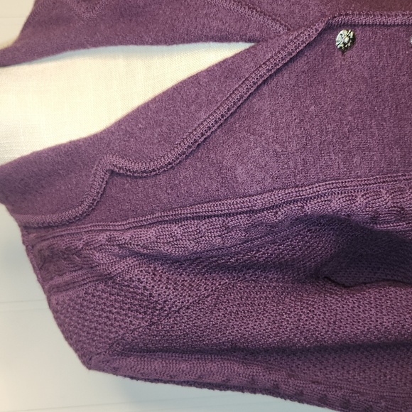 Purple boiled wool fitted button-down Office blazer sweater Jacket - Picture 4 of 11